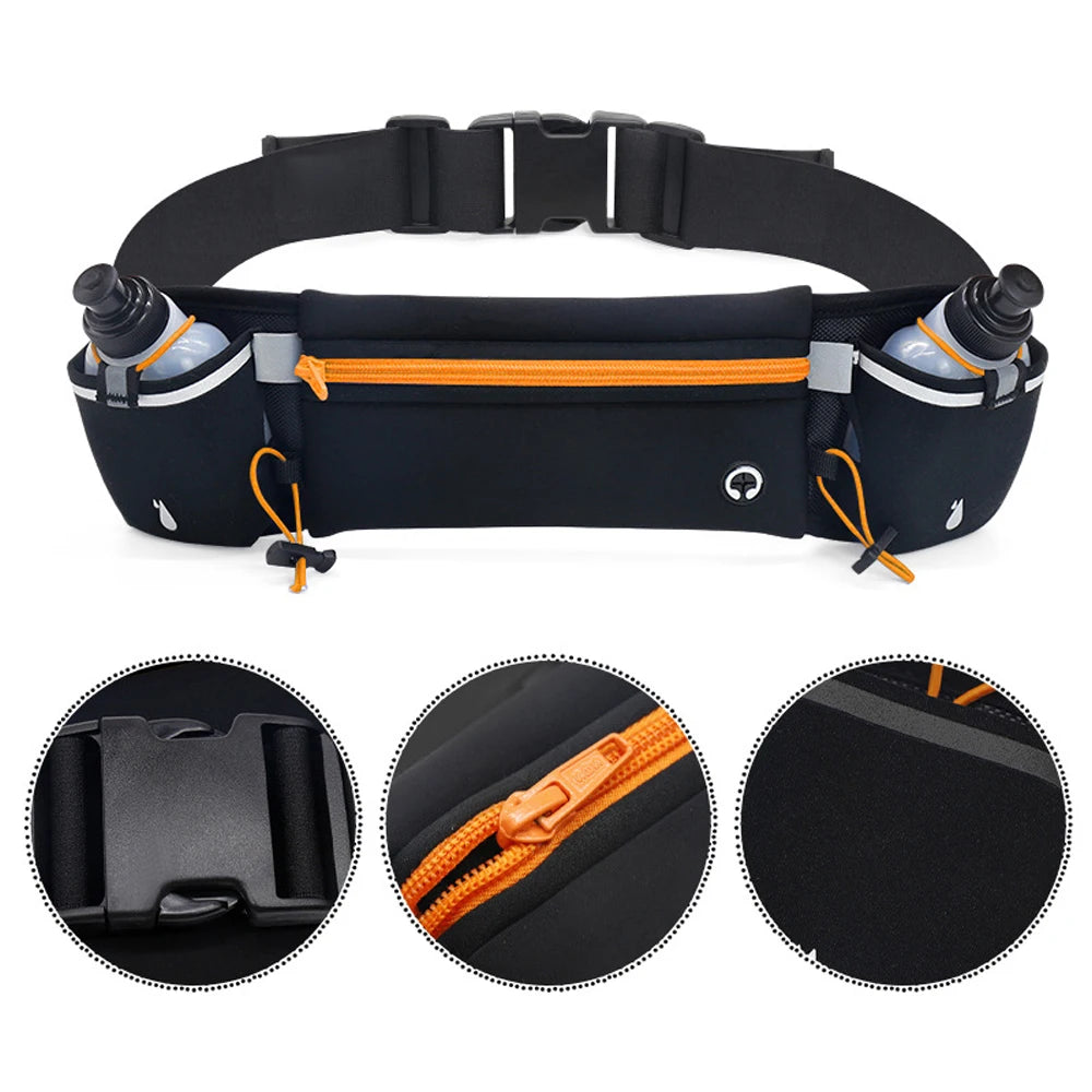 1PCS Running Belt with Water Bottles, Hydration Belt, Water Bottle Holder Running Pouch Belt, Waist Pack for Hiking Climbing