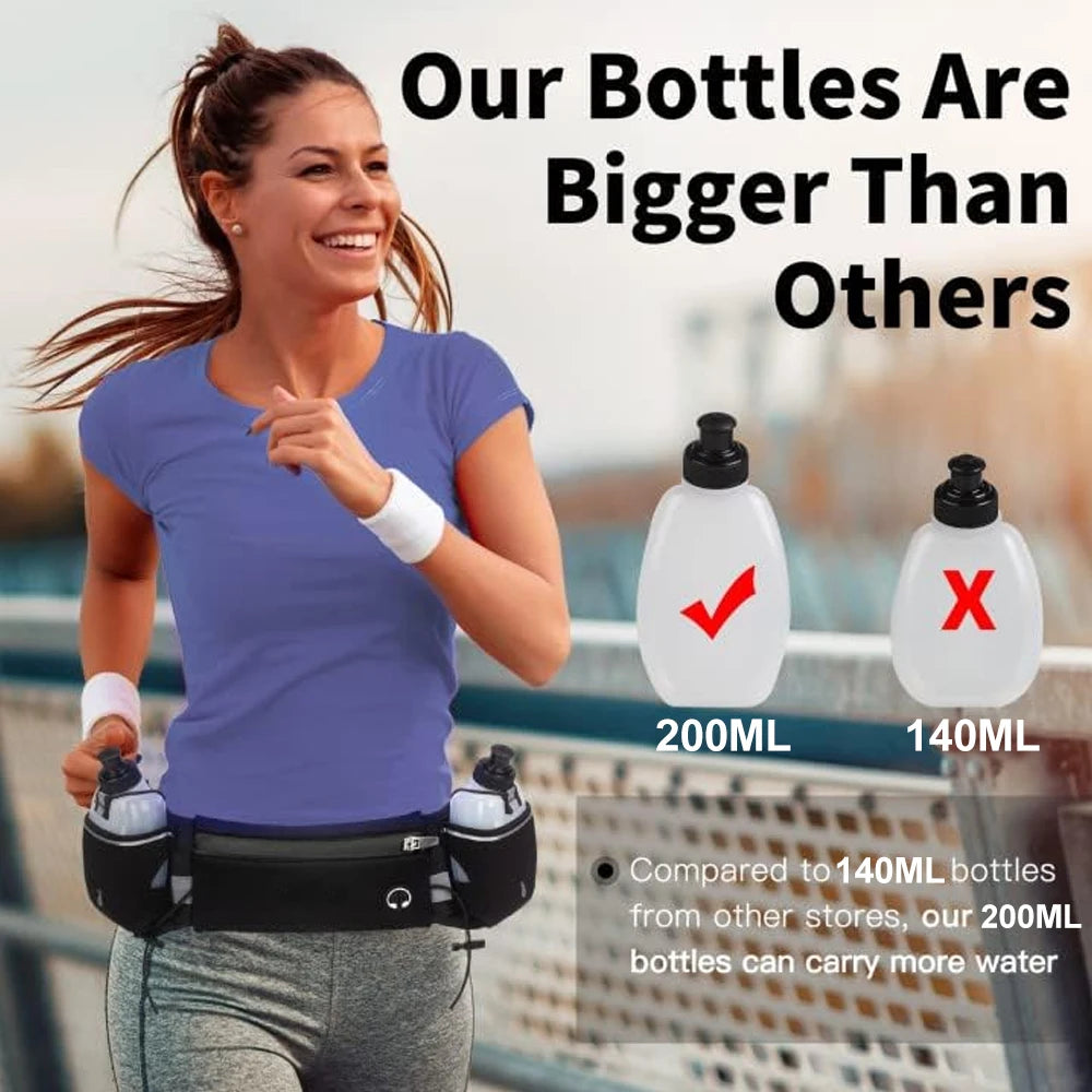 1PCS Running Belt with Water Bottles, Hydration Belt, Water Bottle Holder Running Pouch Belt, Waist Pack for Hiking Climbing