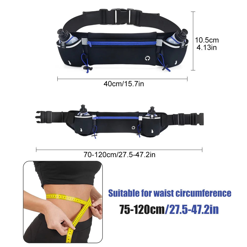 1PCS Running Belt with Water Bottles, Hydration Belt, Water Bottle Holder Running Pouch Belt, Waist Pack for Hiking Climbing